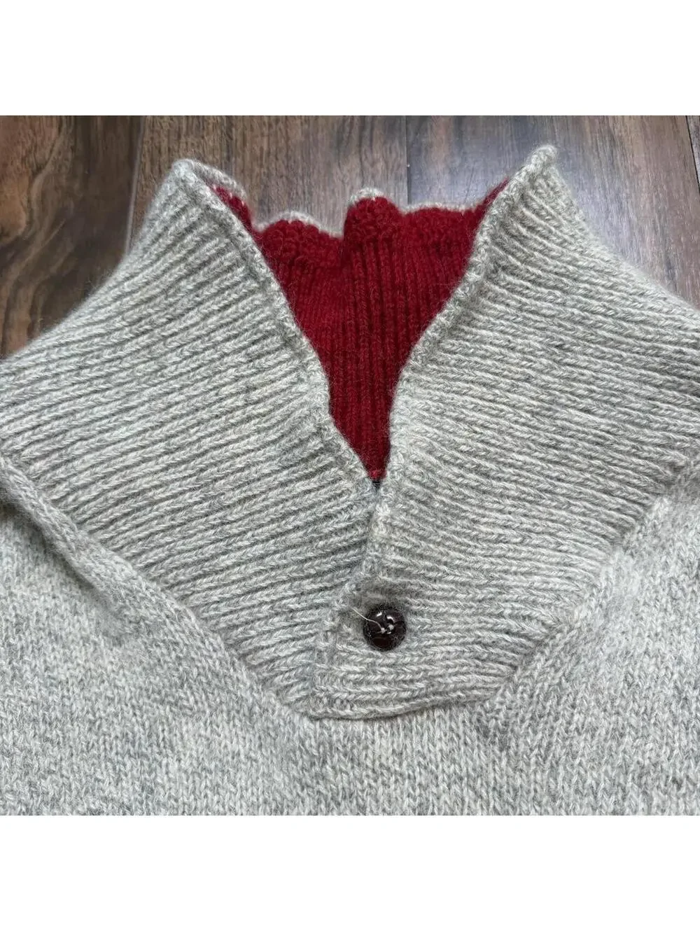 Vintage 80s 90s Eddie Bauer Ragg Wool Chunky Shawl Neck Sweater Size XL